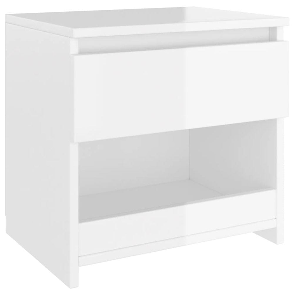 Vidaxl Nočný stolík, lesklý biely 40x30x39 cm, kompozitné drevo